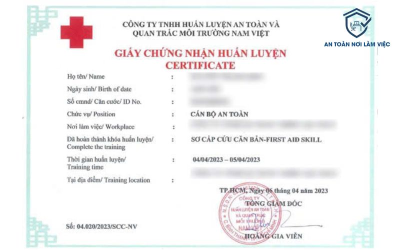 Chứng nhận sơ cấp cứu căn bản